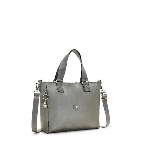 Kipling Venla Metallic Tote Bags Moon Grey Metallic | CA 1474YX